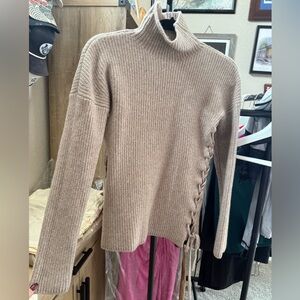 Altuzarra Beige TurtleNeck Sweater with Lace-Up Side